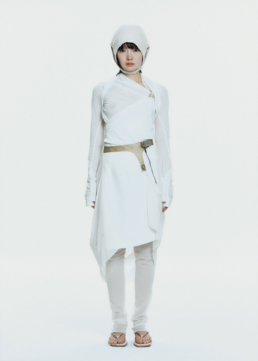 Hyein Seo - Graphic Wrap Skirt w/ Garter Belt (Ivory) product image 2 | TRAB K-Fashion Australia