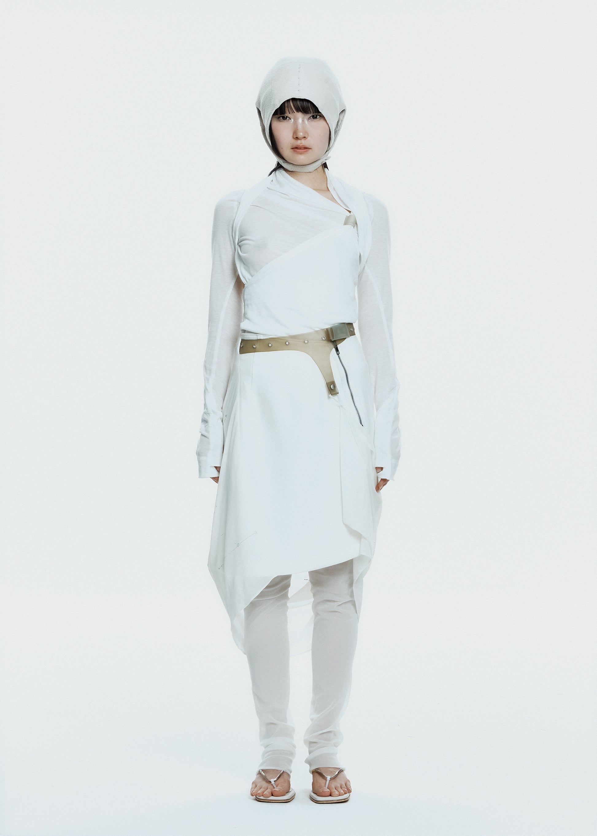 Hyein Seo - Graphic Wrap Skirt w/ Garter Belt (Ivory) product image 2 | TRAB K-Fashion Australia