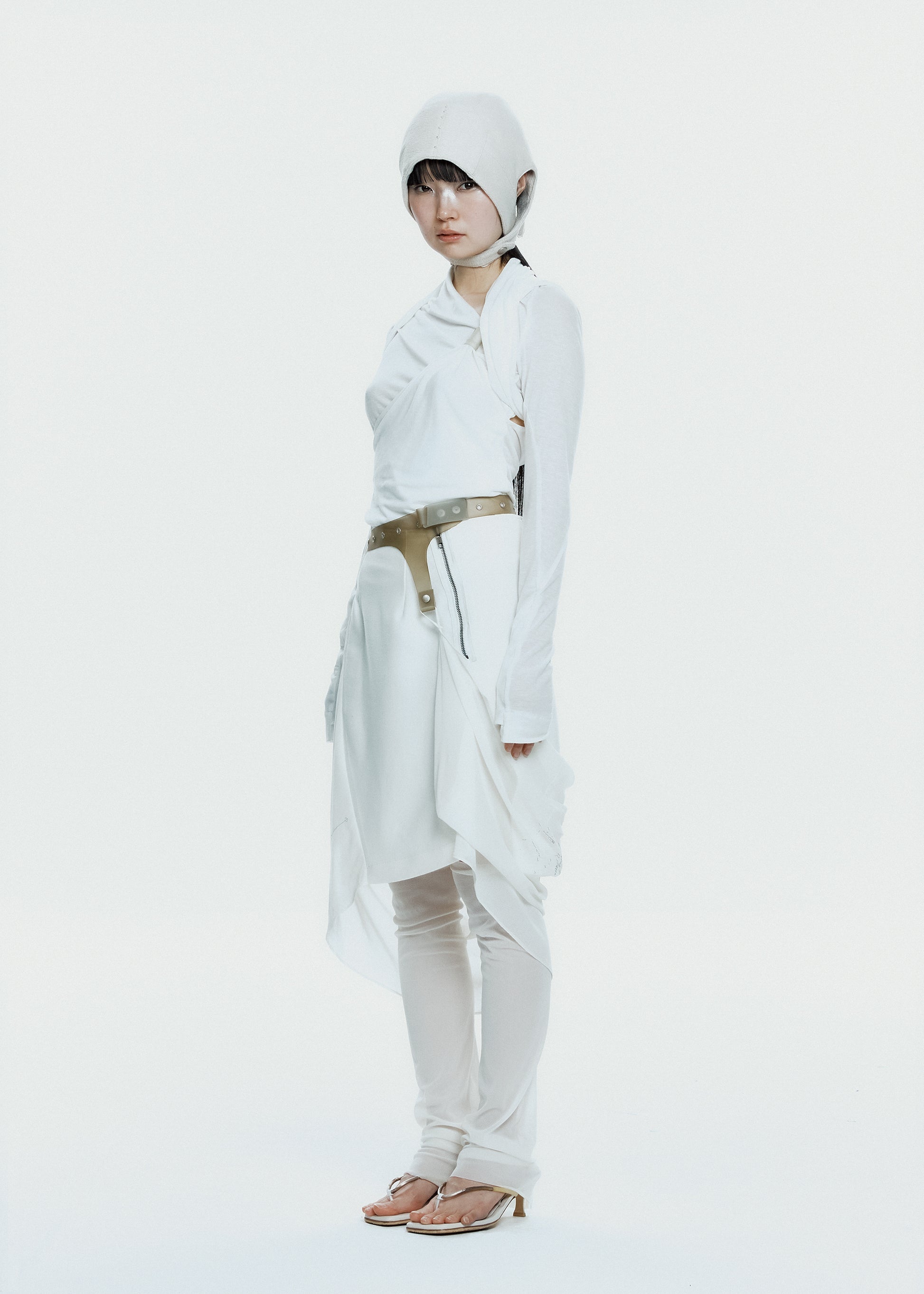 Hyein Seo - Graphic Wrap Skirt w/ Garter Belt (Ivory) product image 1 | TRAB K-Fashion Australia
