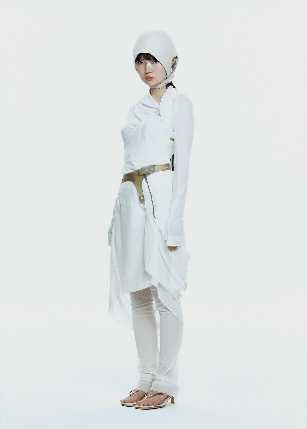 Hyein Seo - Graphic Wrap Skirt w/ Garter Belt (Ivory) product image 1 | TRAB K-Fashion Australia