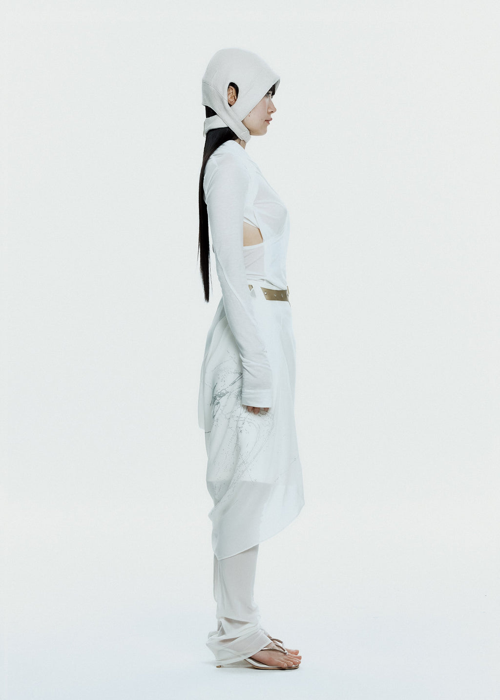 Hyein Seo - Graphic Wrap Skirt w/ Garter Belt (Ivory) product image 3 | TRAB K-Fashion Australia