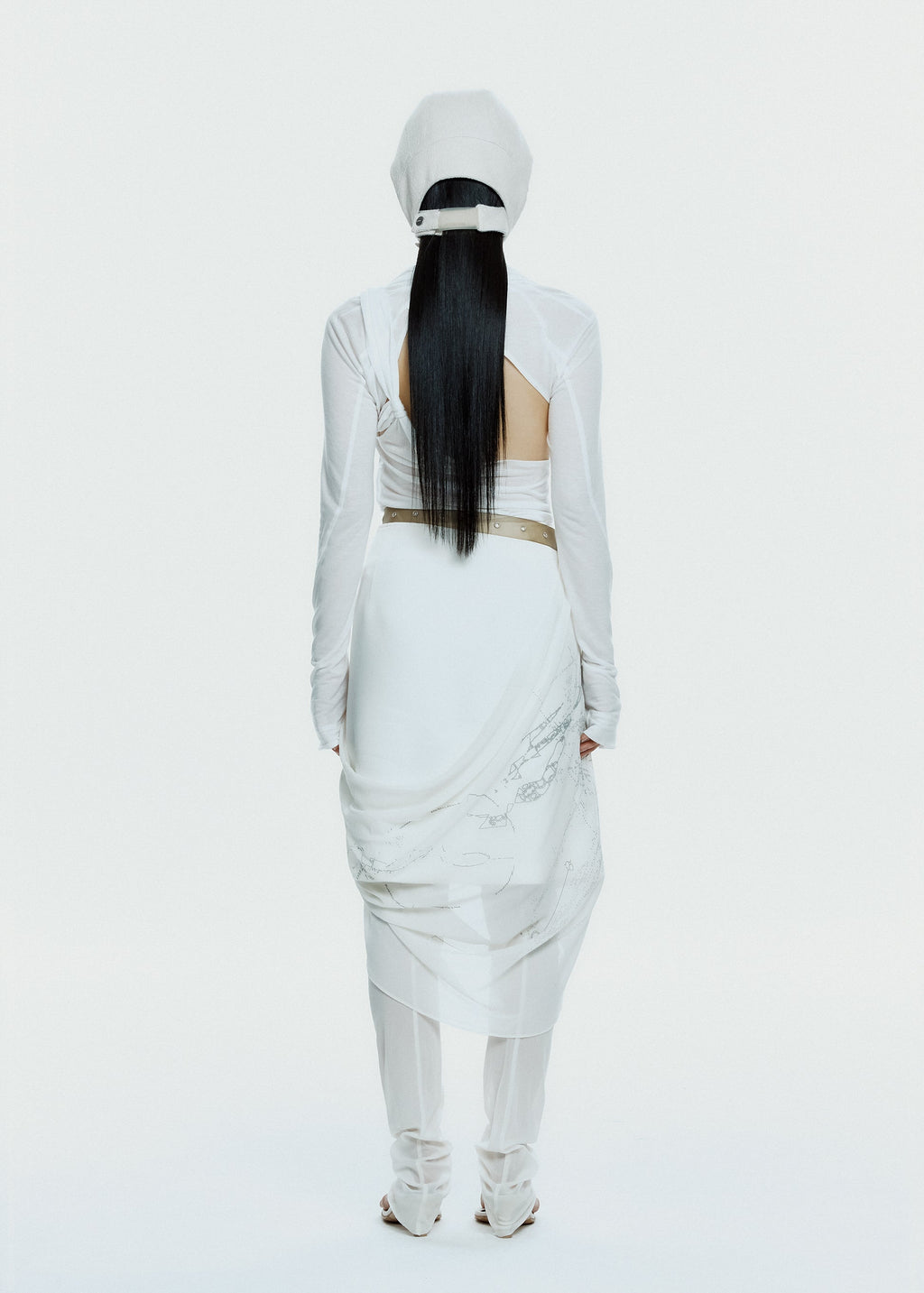 Hyein Seo - Graphic Wrap Skirt w/ Garter Belt (Ivory) product image 4 | TRAB K-Fashion Australia