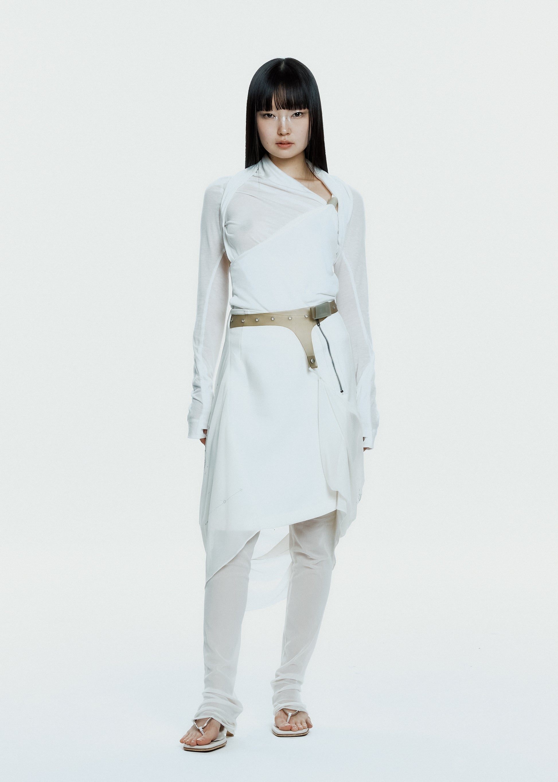 Hyein Seo - Graphic Wrap Skirt w/ Garter Belt (Ivory) product image 5 | TRAB K-Fashion Australia