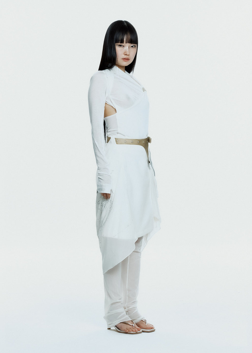 Hyein Seo - Graphic Wrap Skirt w/ Garter Belt (Ivory) product image 6 | TRAB K-Fashion Australia