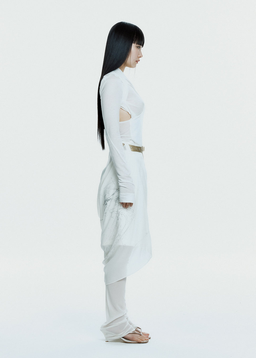 Hyein Seo - Graphic Wrap Skirt w/ Garter Belt (Ivory) product image 7 | TRAB K-Fashion Australia