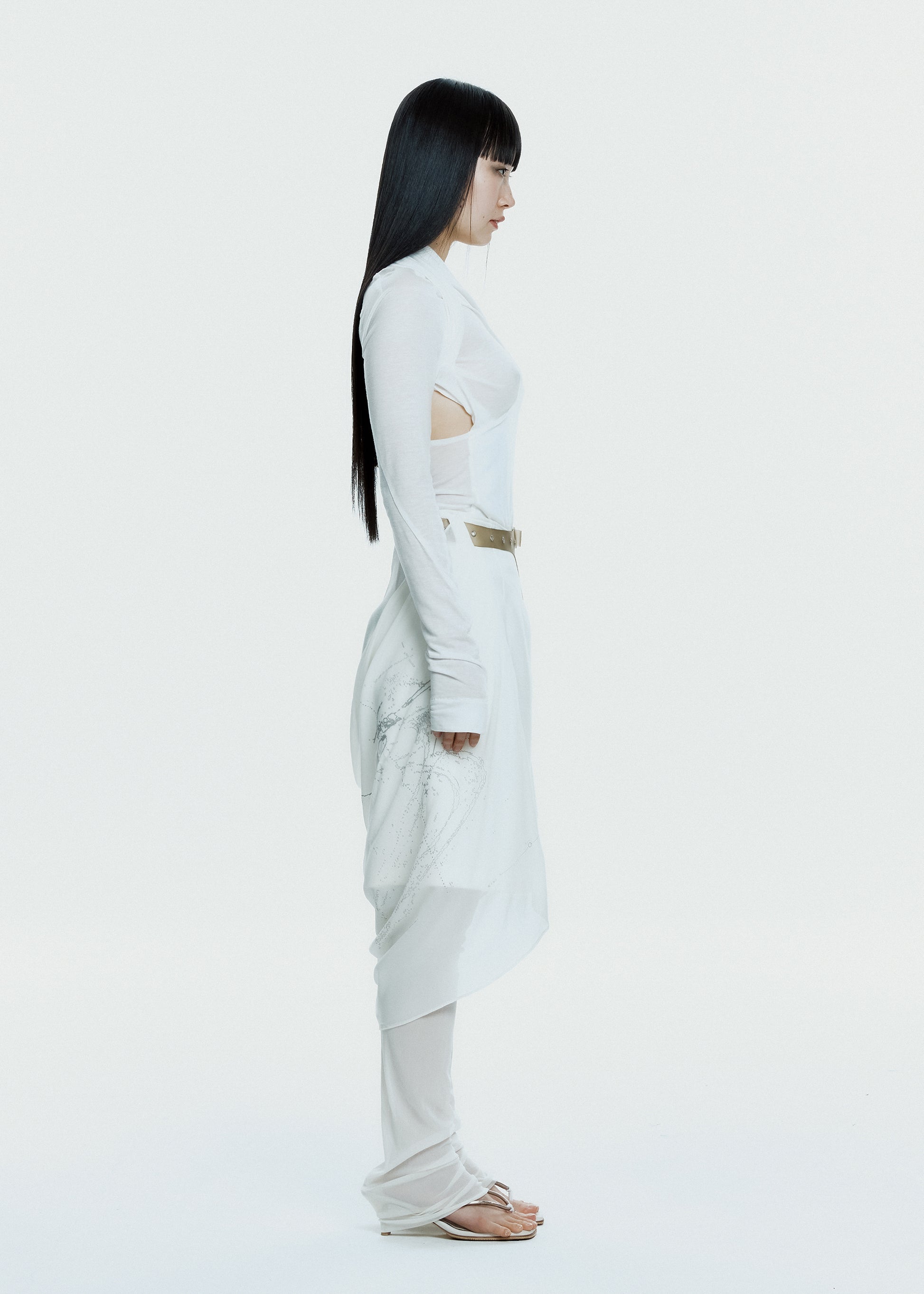 Hyein Seo - Graphic Wrap Skirt w/ Garter Belt (Ivory) product image 7 | TRAB K-Fashion Australia