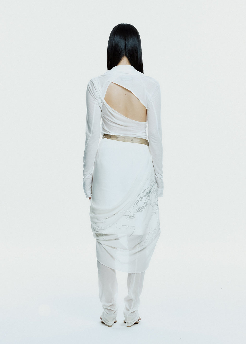 Hyein Seo - Graphic Wrap Skirt w/ Garter Belt (Ivory) product image 8 | TRAB K-Fashion Australia