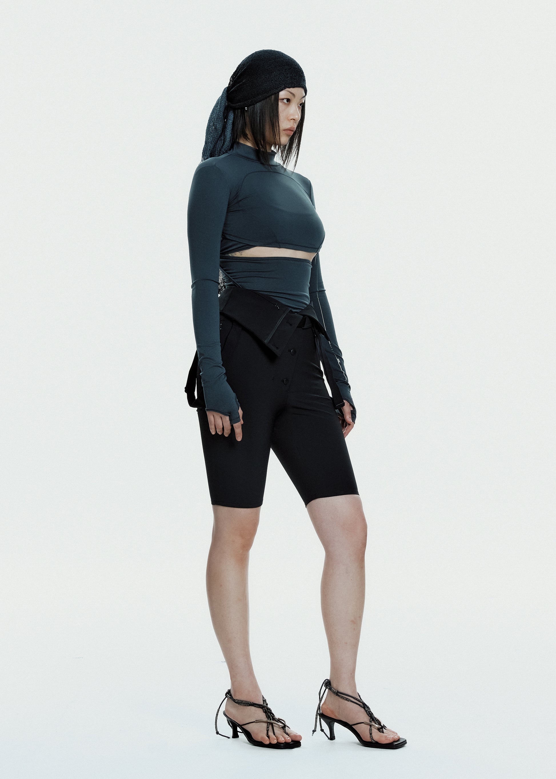 Hyein Seo - Double Layer Crop Top (Charcoal) product image 1 | TRAB K-Fashion Australia