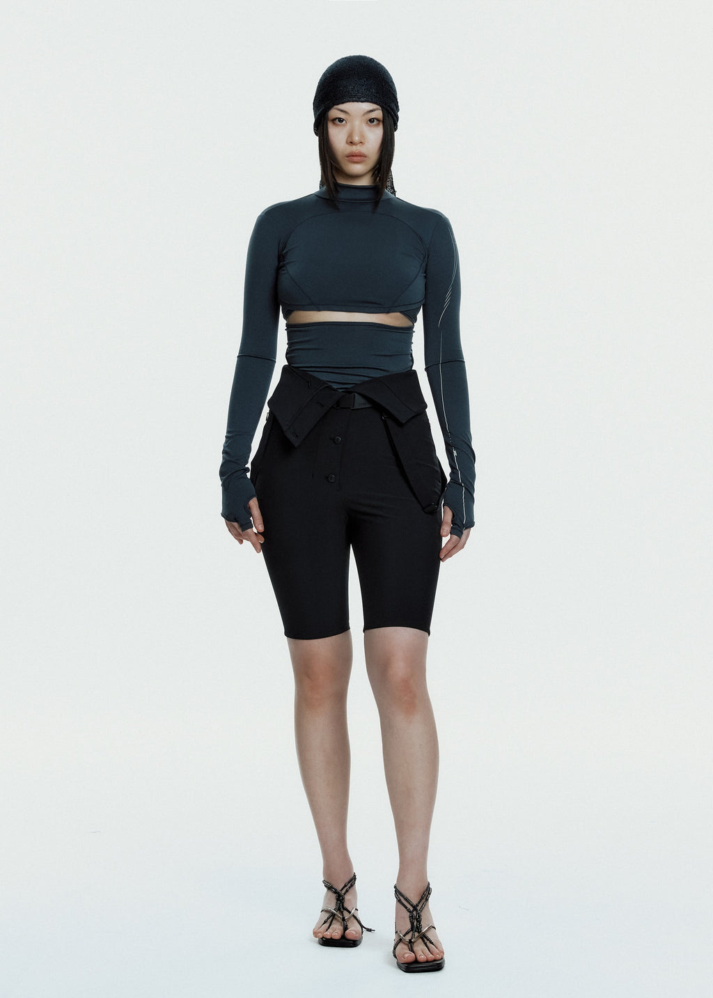 Hyein Seo - Double Layer Crop Top (Charcoal) product image 2 | TRAB K-Fashion Australia
