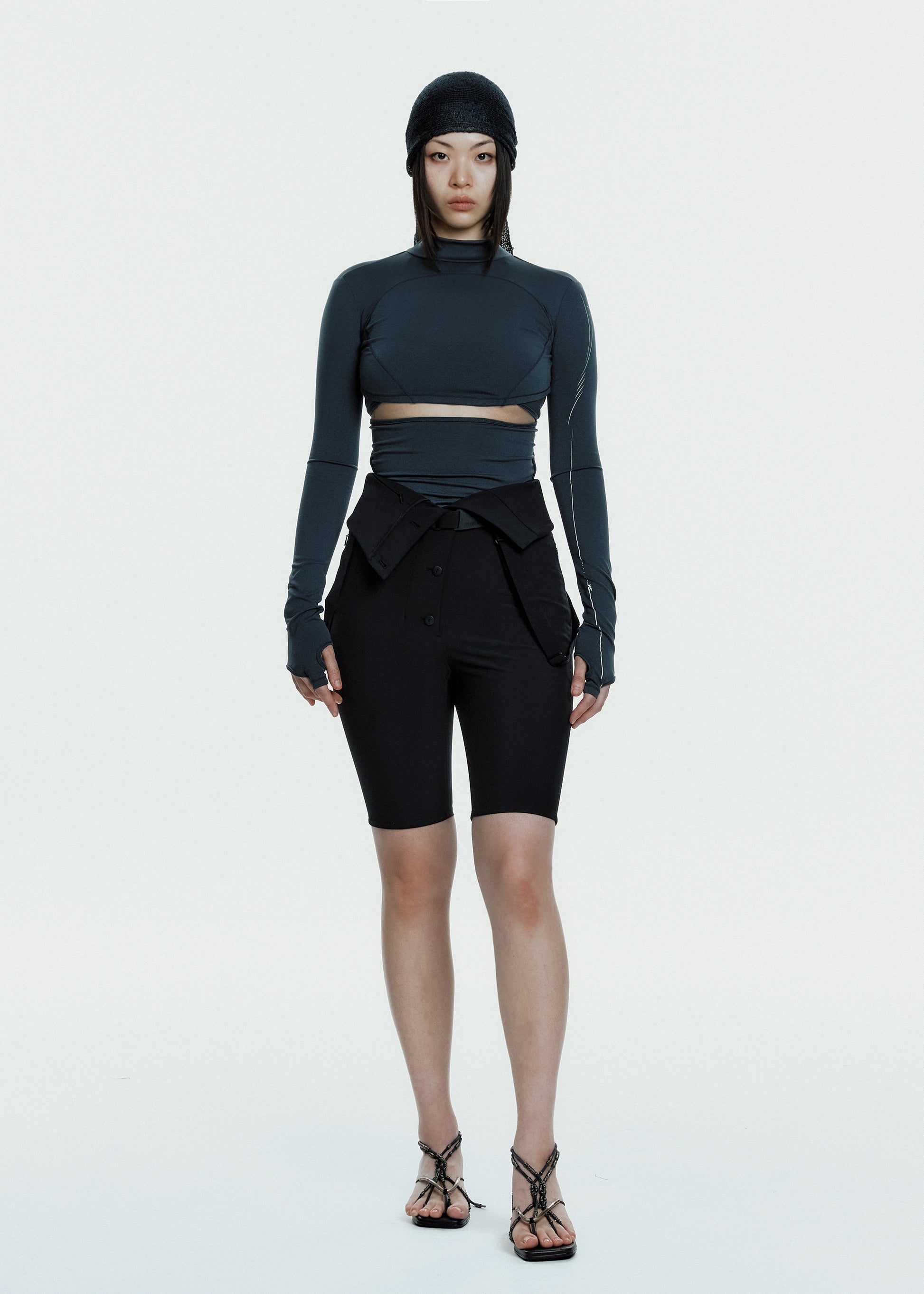 Hyein Seo - Double Layer Crop Top (Charcoal) product image 2 | TRAB K-Fashion Australia