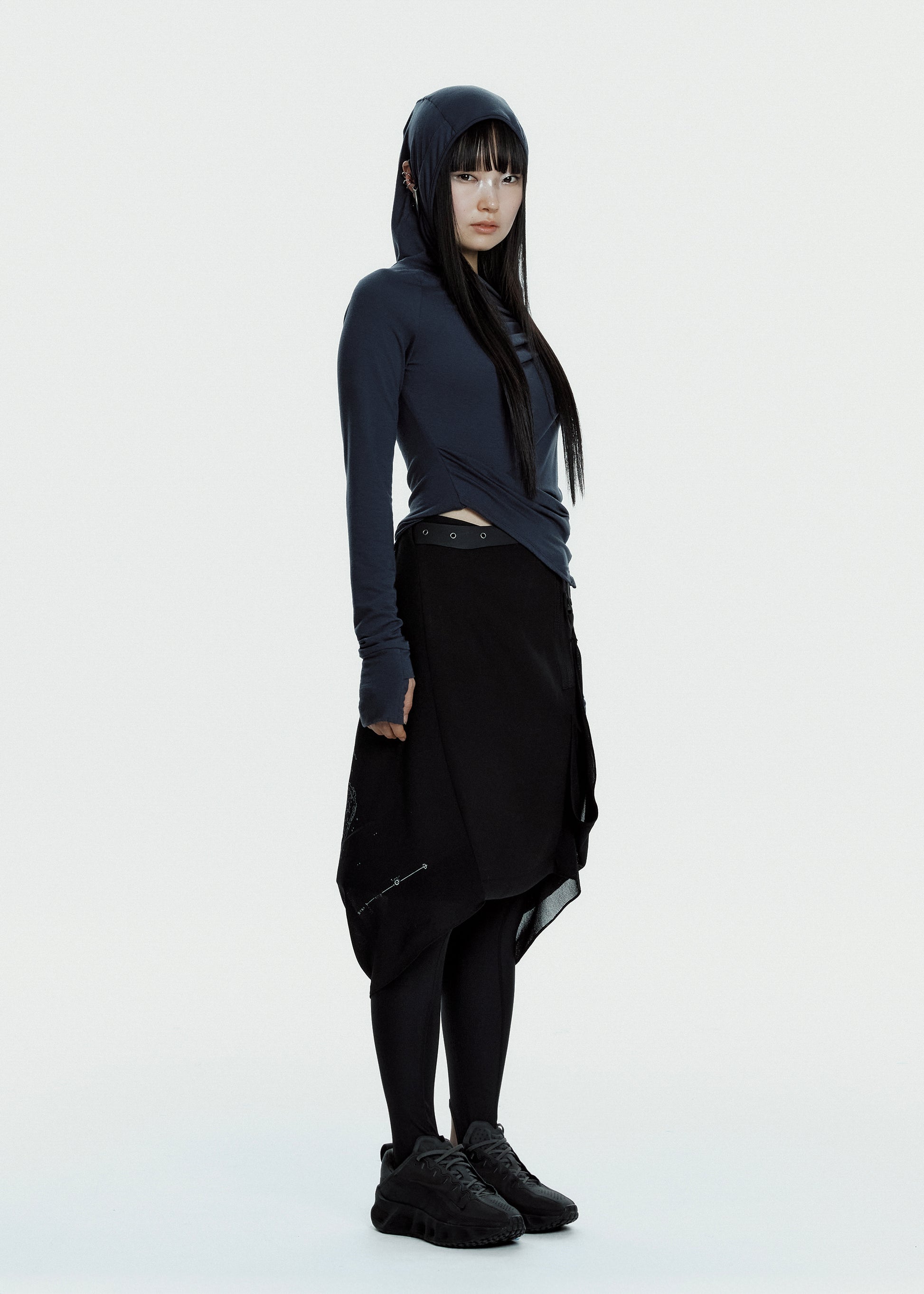 Hyein Seo - Hooded Shirring Top (Mid Night) product image 1 | TRAB K-Fashion Australia