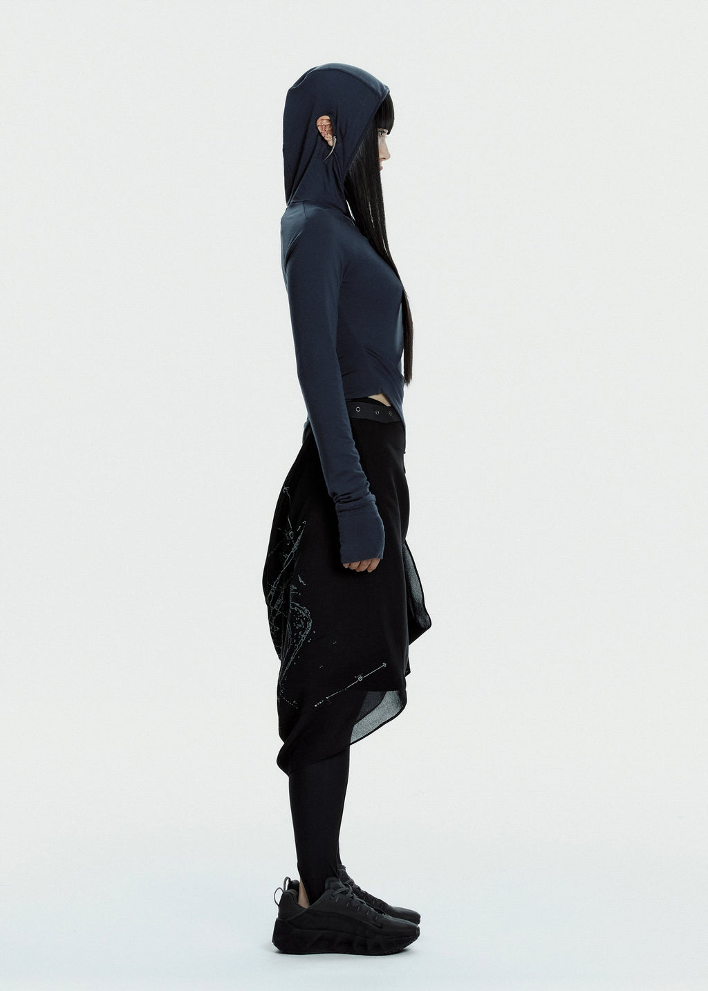Hyein Seo - Hooded Shirring Top (Mid Night) product image 2 | TRAB K-Fashion Australia