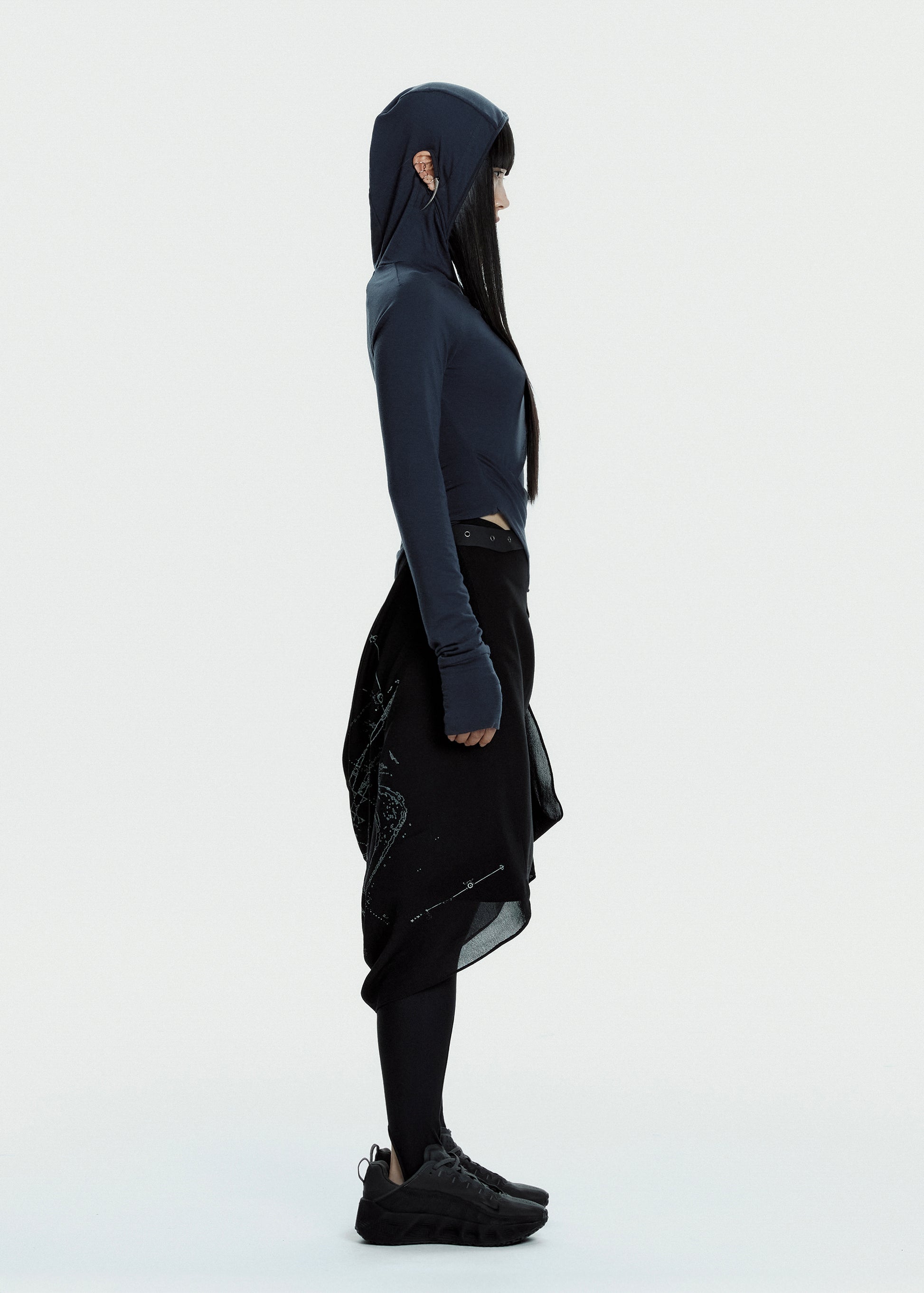 Hyein Seo - Hooded Shirring Top (Mid Night) product image 2 | TRAB K-Fashion Australia