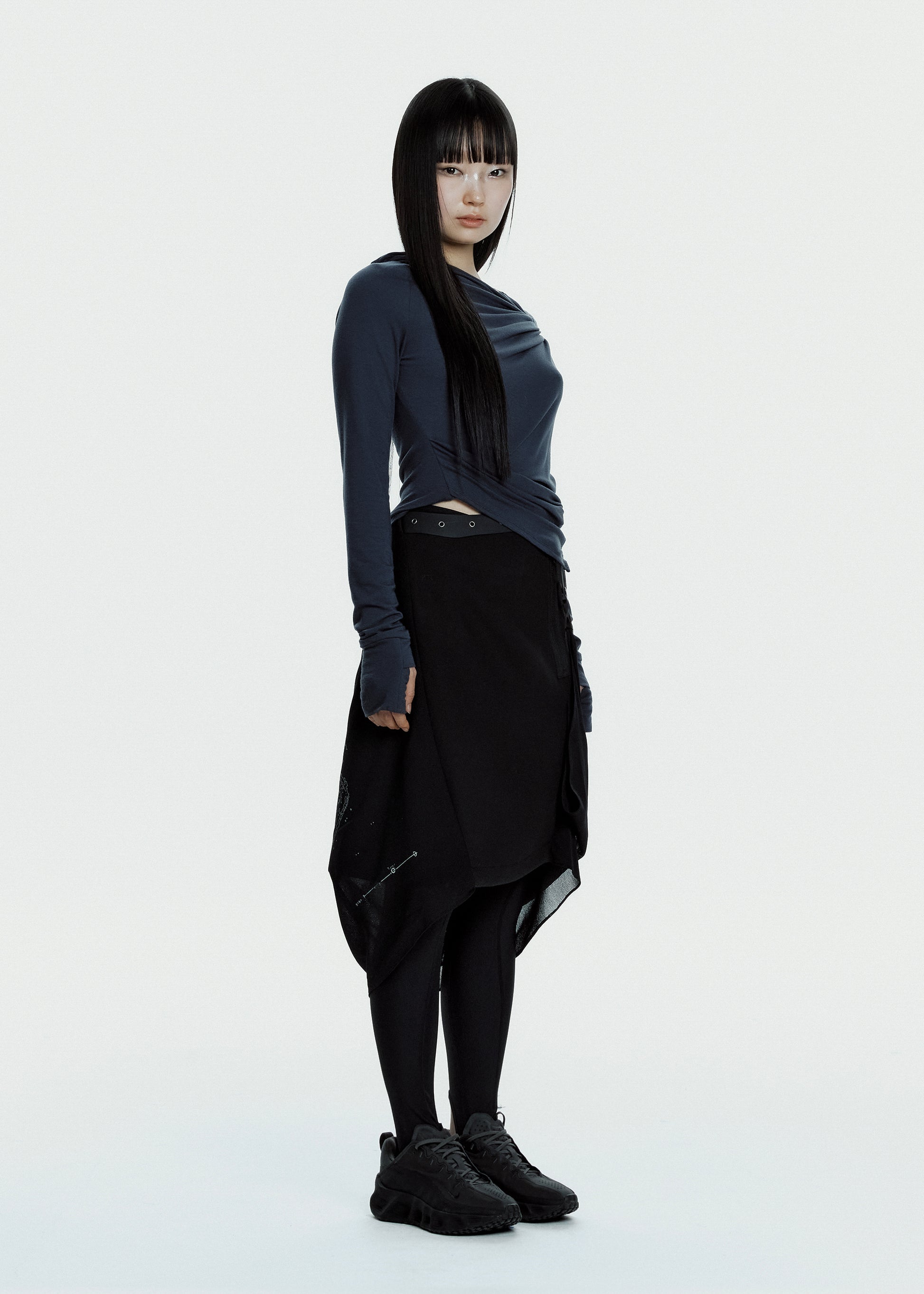 Hyein Seo - Hooded Shirring Top (Mid Night) product image 4 | TRAB K-Fashion Australia