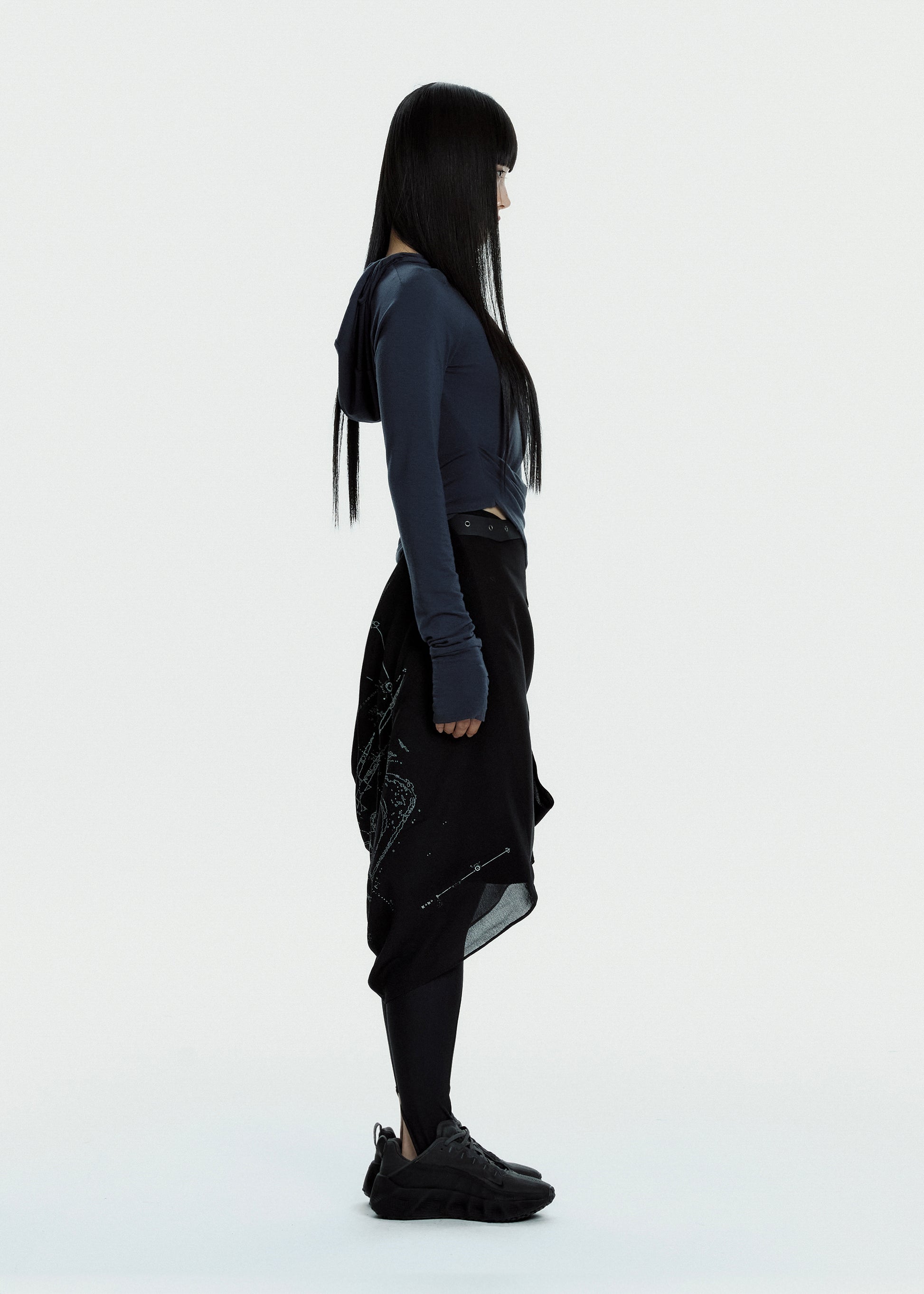 Hyein Seo - Hooded Shirring Top (Mid Night) product image 5 | TRAB K-Fashion Australia