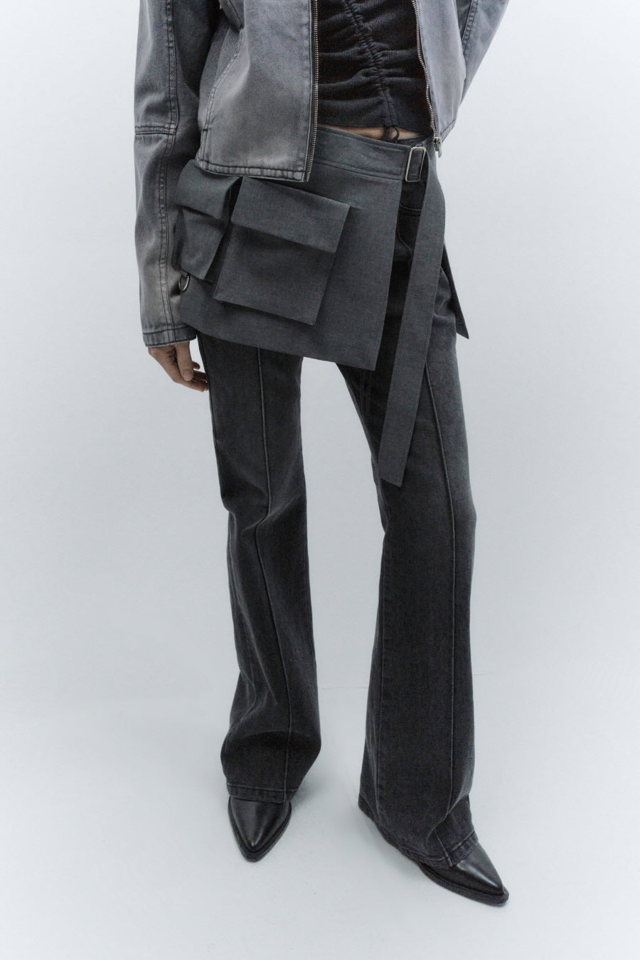 Insilence - Layered Belt Skirt (Melange Grey) product image 10 | TRAB K-Fashion Australia